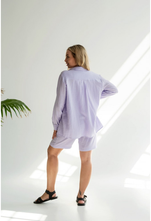 Лавандовий костюм муслін з шортами — 294489. Maritel. Зображення 2 Лавандовий костюм муслін з шортами — 294489. Maritel. Зображення 2