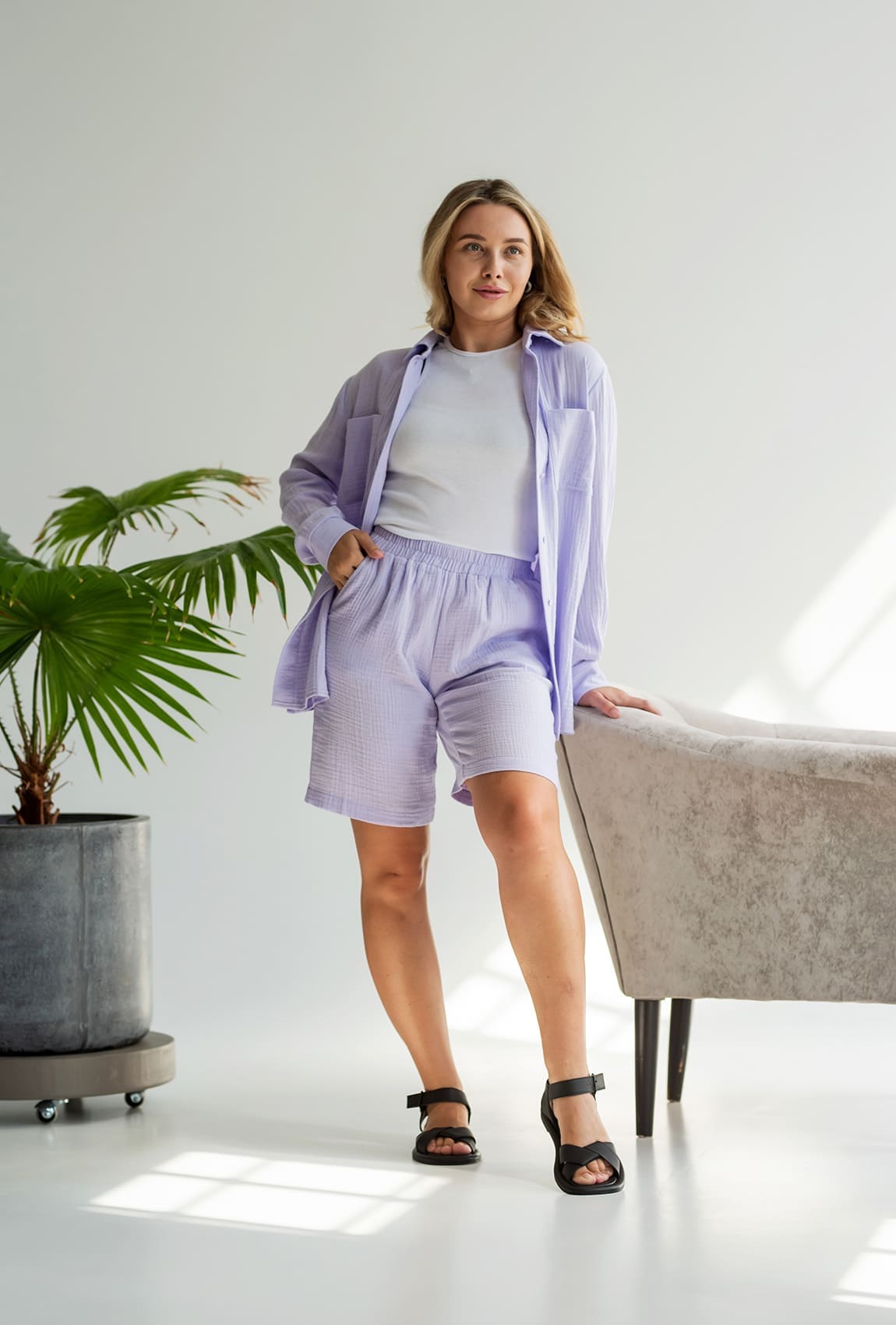 Лавандовий костюм муслін з шортами — 294489. Maritel Лавандовий костюм муслін з шортами — 294489. Maritel