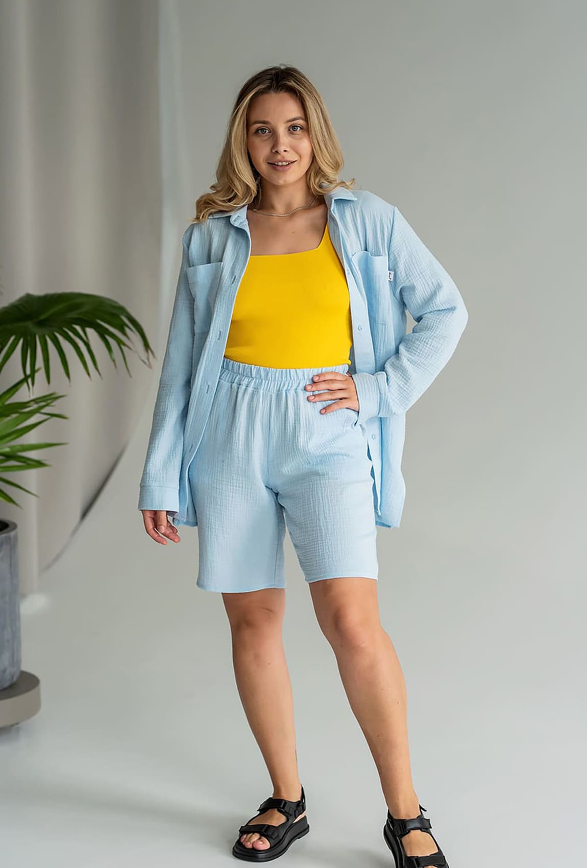 Блакитний костюм муслін із шортами — 256567. Maritel Блакитний костюм муслін із шортами — 256567. Maritel