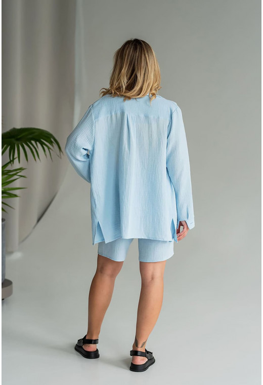 Блакитний костюм муслін із шортами — 256567. Maritel. Зображення 2 Блакитний костюм муслін із шортами — 256567. Maritel. Зображення 2