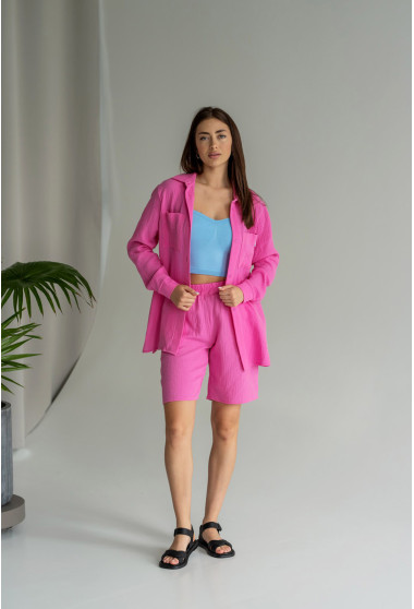 Малиновий костюм муслін із шортами. Maritel. Зображення 2