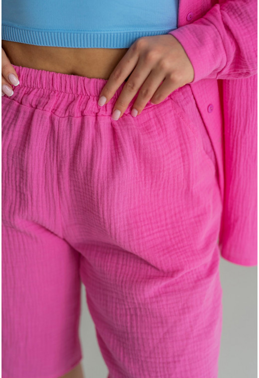 Малиновий костюм муслін із шортами — 872036. Maritel. Зображення 3 Малиновий костюм муслін із шортами — 872036. Maritel. Зображення 3