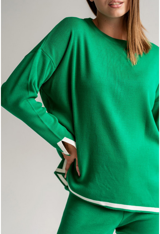 Зеленый вязаный костюм с окантовкой — 931719. Maritel. Изображенние 1 Зеленый вязаный костюм с окантовкой — 931719. Maritel. Изображенние 1