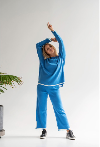 Блакитний в'язаний костюм з окантовкою. Maritel. Зображення 10