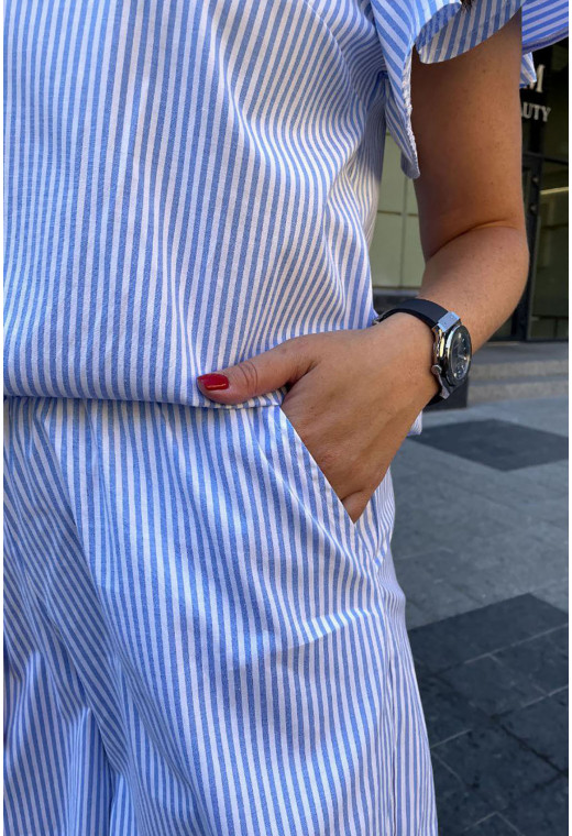 Голубой костюм в молочную полоску — 906555. Maritel. Изображенние 2 Голубой костюм в молочную полоску — 906555. Maritel. Изображенние 2