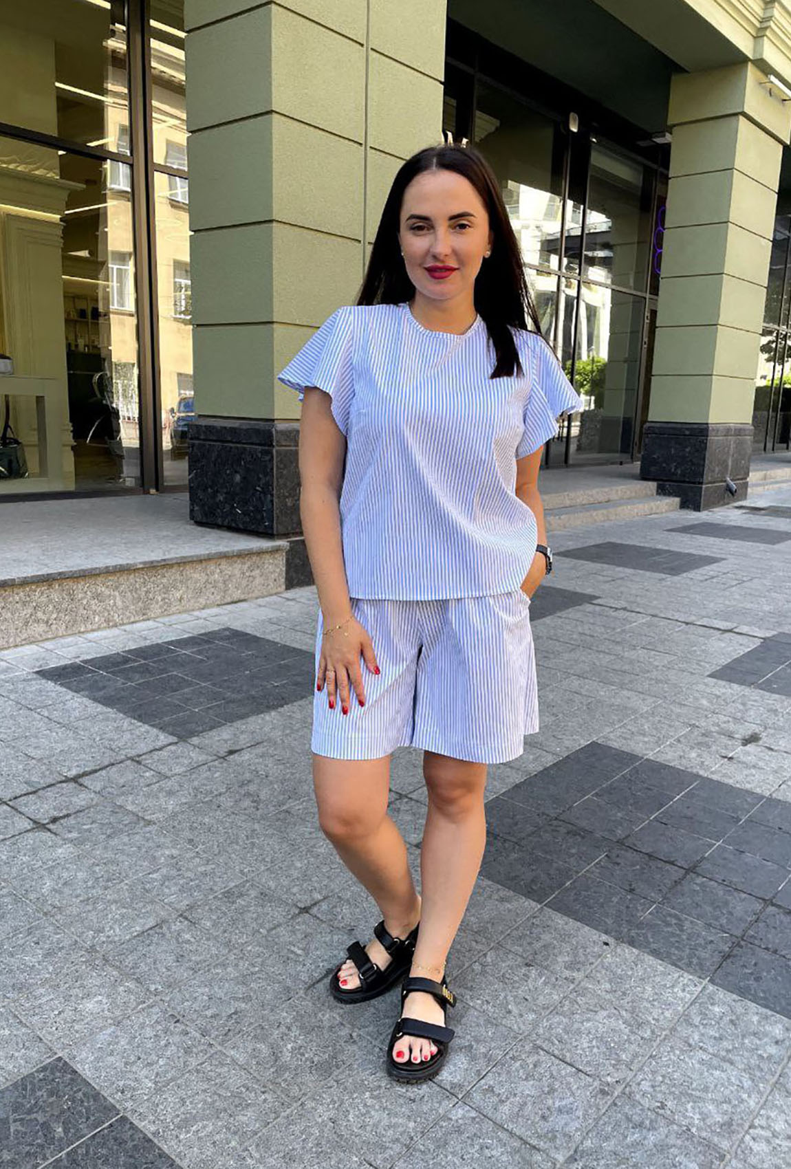 Голубой костюм в молочную полоску — 906555. Maritel Голубой костюм в молочную полоску — 906555. Maritel