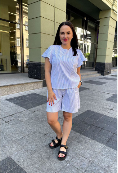 Блакитний костюм в молочну полоску. Maritel. Зображення 7