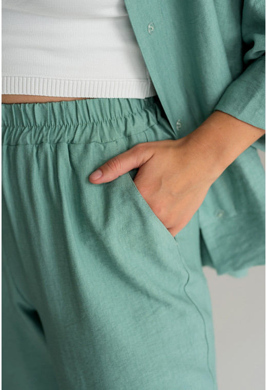 Ментоловый брючный костюм с летним жакетом — 606680. Maritel. Изображенние 1 Ментоловый брючный костюм с летним жакетом — 606680. Maritel. Изображенние 1