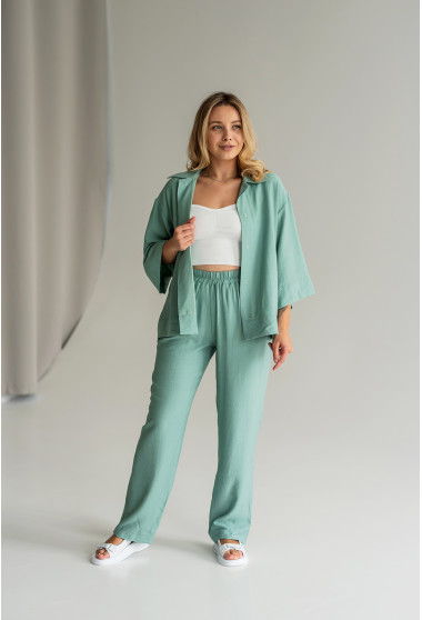 Ментоловий брючний костюм з літнім жакетом . Maritel. Зображення 7