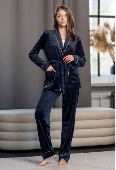 Синий костюм с карманом шаль. Maritel. Изображенние 3