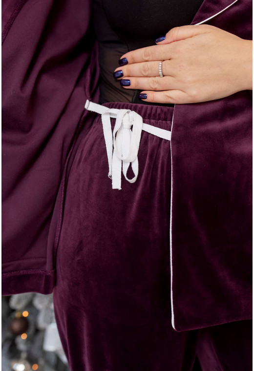 Інжирний велюровий костюм шаль з кишенями —  578230. Maritel. Зображення 2 Інжирний велюровий костюм шаль з кишенями —  578230. Maritel. Зображення 2