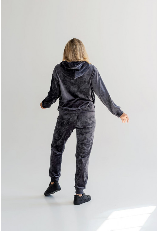 Сірий спортивний велюровий костюм (з капюшоном) — 111696. Maritel. Зображення 1 Сірий спортивний велюровий костюм (з капюшоном) — 111696. Maritel. Зображення 1