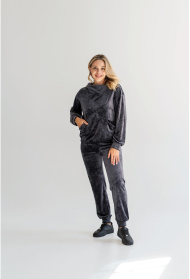 Сірий спортивний велюровий костюм  (з капюшоном). Maritel. Зображення 2