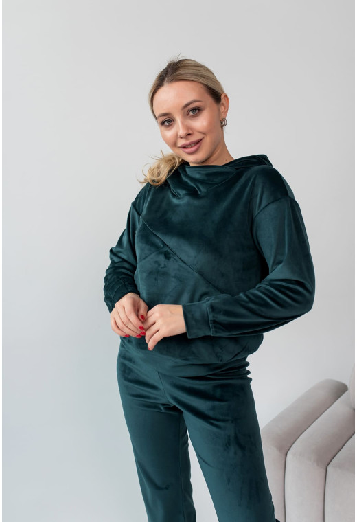 Изумрудный спортивный велюровый костюм (с капюшоном) — 421492. Maritel. Изображенние 1 Изумрудный спортивный велюровый костюм (с капюшоном) — 421492. Maritel. Изображенние 1