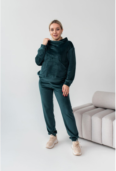 Смарагдовий спортивний велюровий костюм (з капюшоном). Maritel. Зображення 4