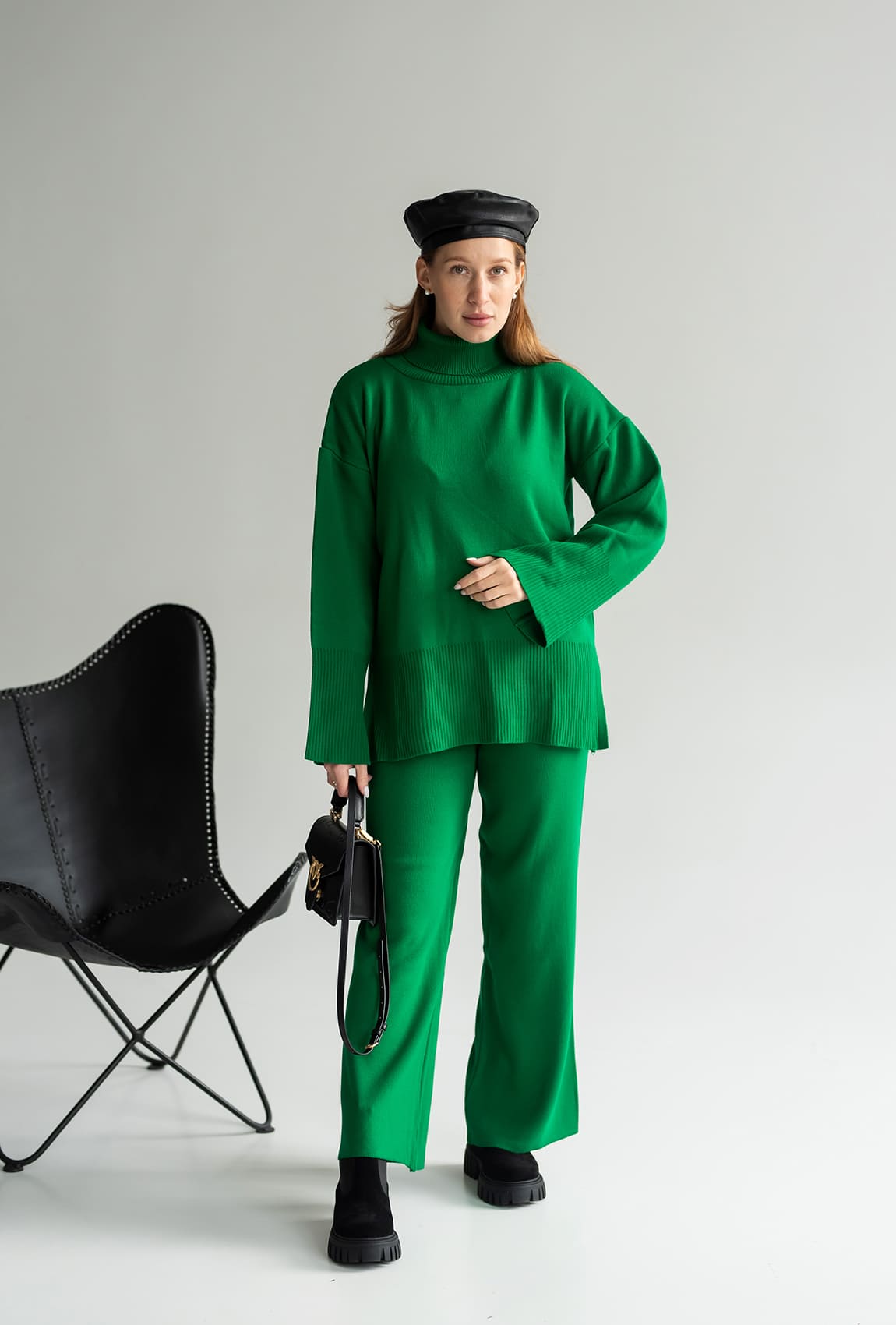 Зеленый вязаный костюм с широким рукавом —  133180. Maritel