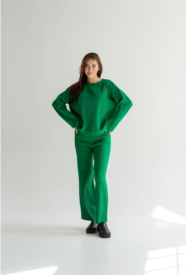 Зеленый вязаный костюм в рубчик. Maritel. Изображенние 10