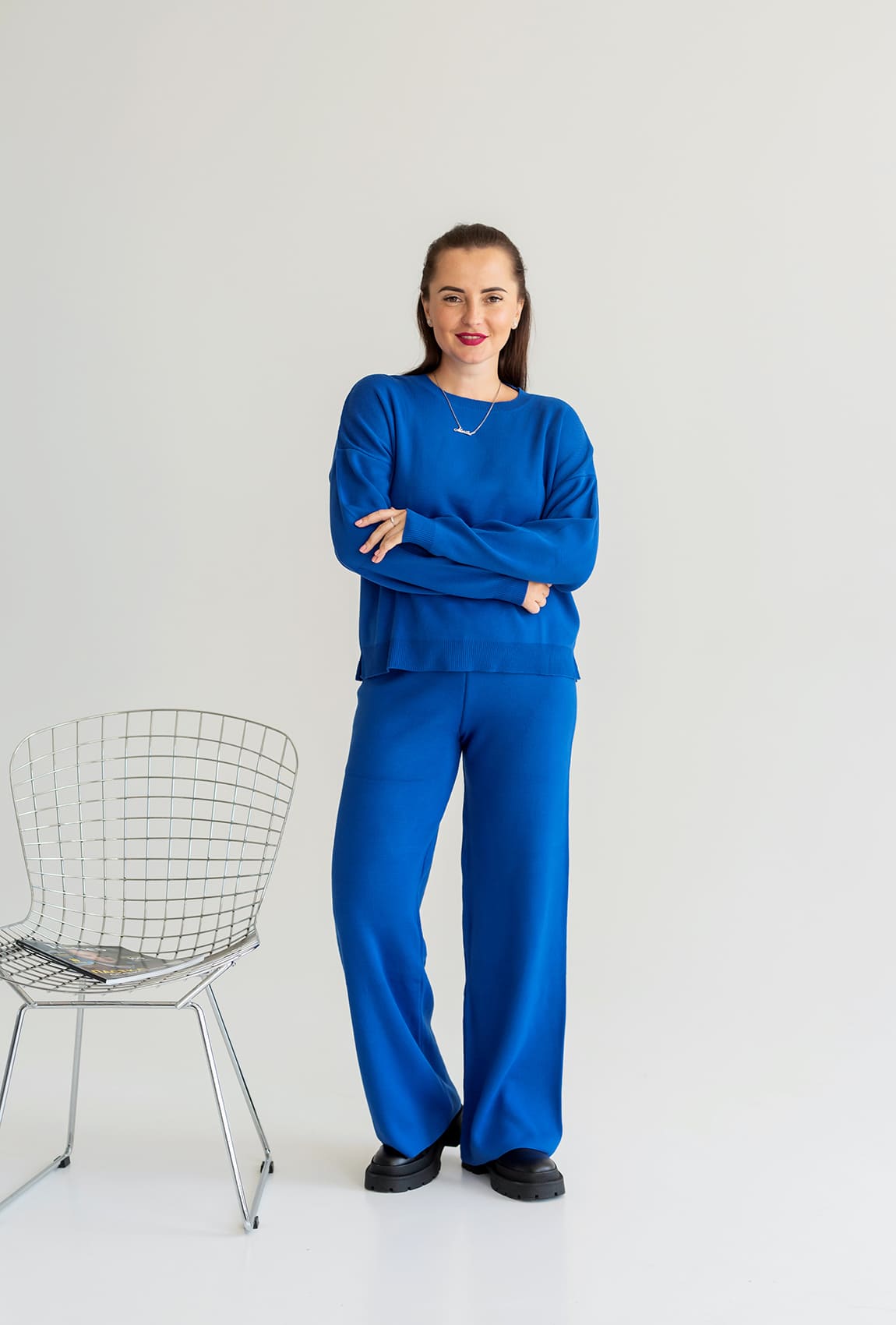 Синий костюм джемпер и брюки —  455177. Maritel