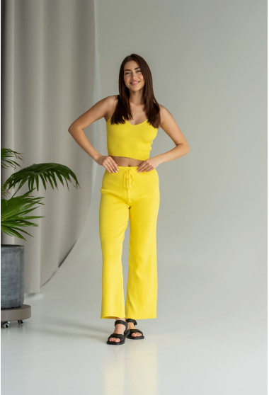 Жовтий в'язаний костюм топ + штани. Maritel. Зображення 9