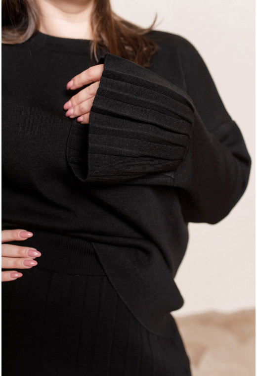 Черный вязаный костюм с юбкой — 390546. Maritel. Изображенние 1 Черный вязаный костюм с юбкой — 390546. Maritel. Изображенние 1