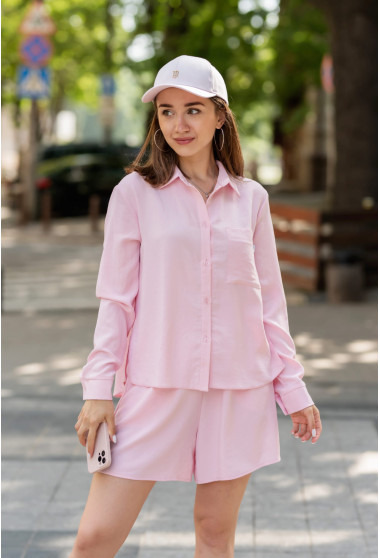 Розовый костюм жатка с шортами. Maritel. Изображенние 2