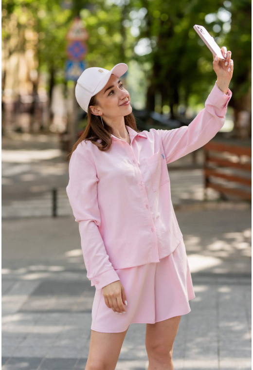 Рожевий костюм жатка з шортами — 278547. Maritel. Зображення 2 Рожевий костюм жатка з шортами — 278547. Maritel. Зображення 2