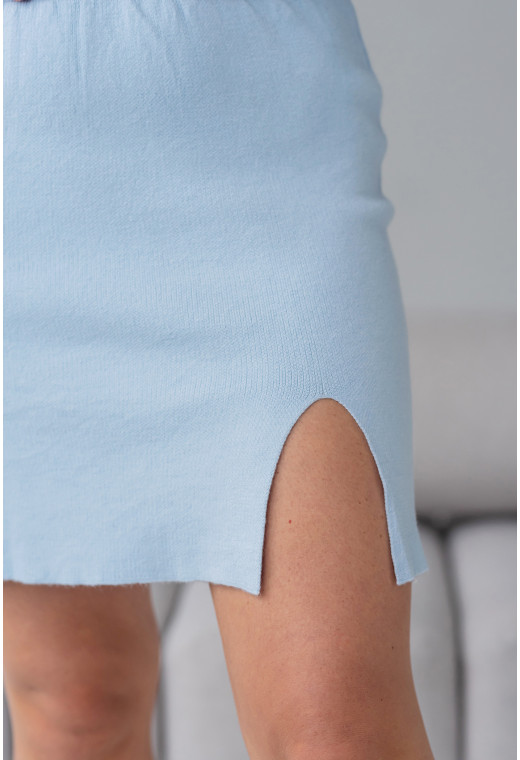 Голубой костюм кроп топ + юбка мини — 164672. Maritel. Изображенние 2 Голубой костюм кроп топ + юбка мини — 164672. Maritel. Изображенние 2