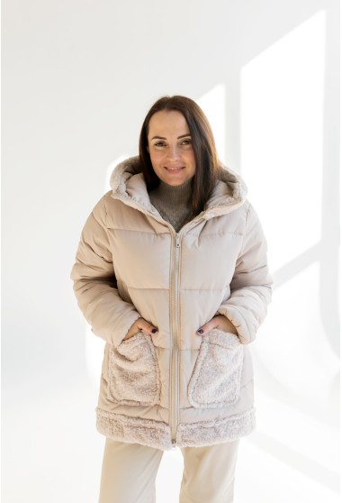 Бежевая куртка барашек. Maritel. Изображенние 11