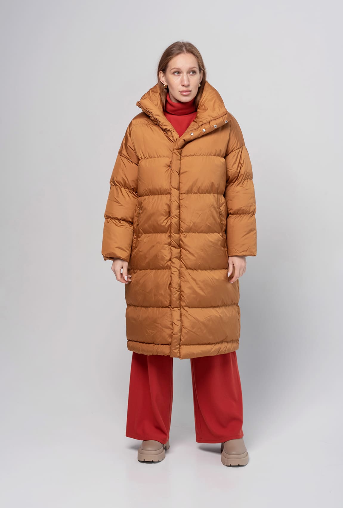 Коричневая куртка длинная — 268078. Maritel Коричневая куртка длинная — 268078. Maritel