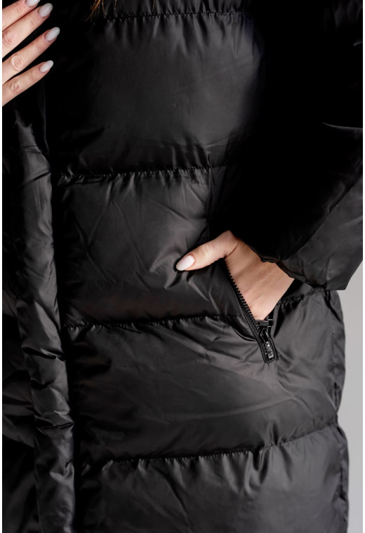 Черная куртка длинная — 254564. Maritel. Изображенние 1 Черная куртка длинная — 254564. Maritel. Изображенние 1