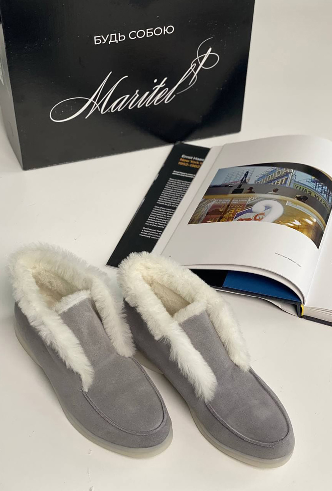 Серые зимние лоферы —  993723. Maritel. Изображенние 2 Серые зимние лоферы —  993723. Maritel. Изображенние 2