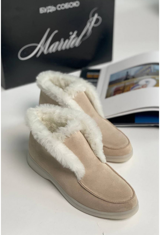 Бежеві зимові лофери — 161515. Maritel. Зображення 1 Бежеві зимові лофери — 161515. Maritel. Зображення 1