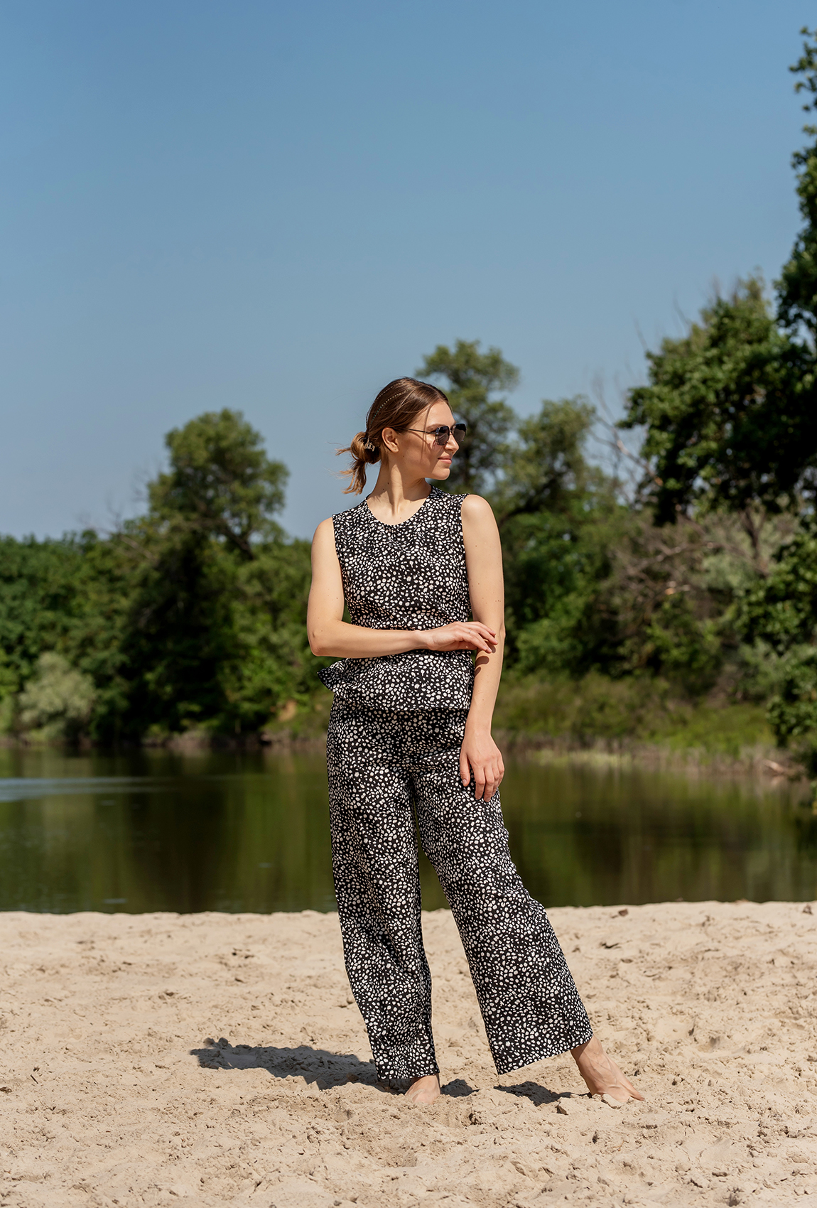 Черный леопардовый костюм милена софт —  325454. Maritel