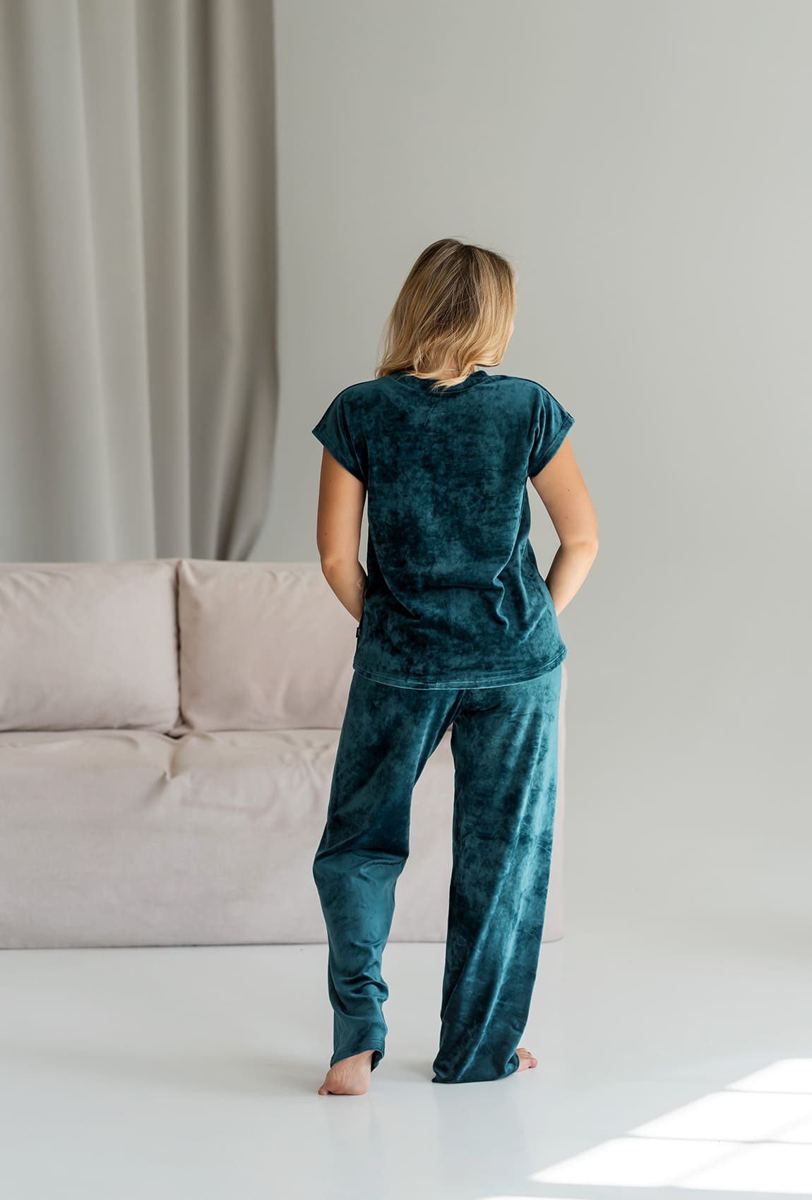 Смарагдова велюрова піжама обрі з брюками —  102852. Maritel. Зображення 2