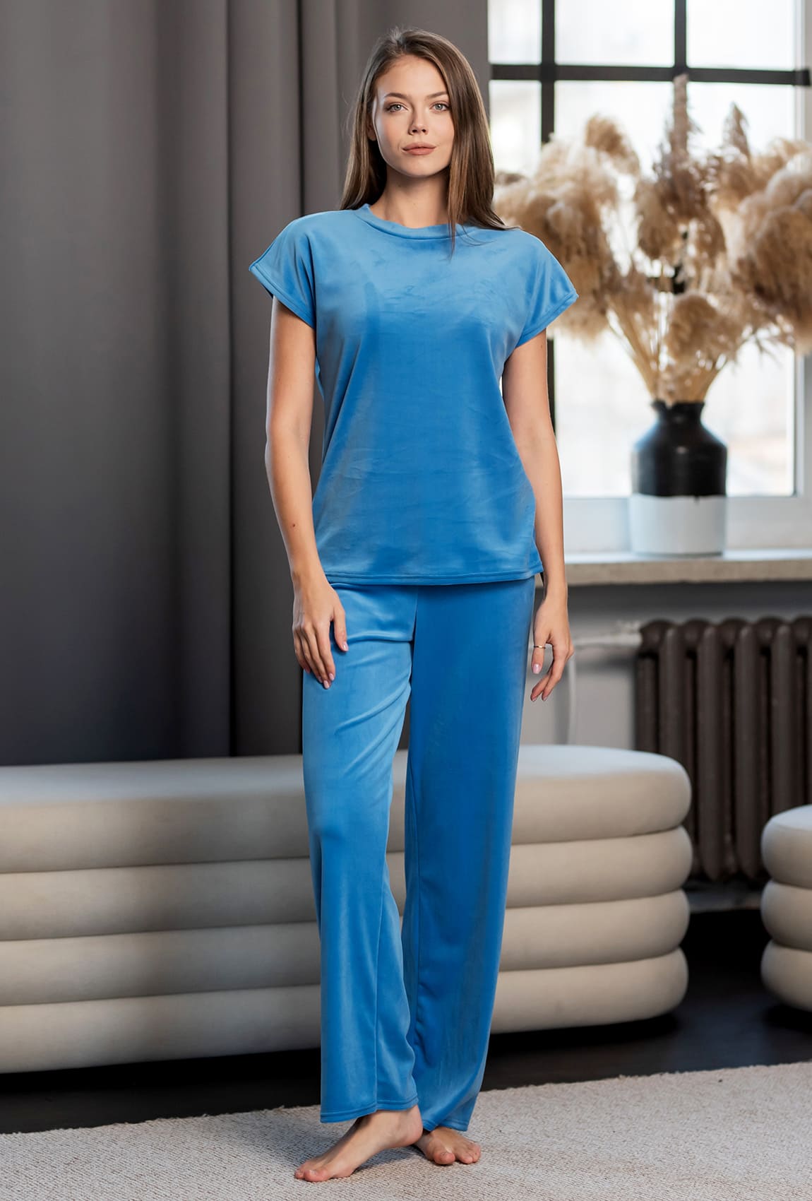 Блакитна велюрова піжама обрі з штанами  —  847378. Maritel Блакитна велюрова піжама обрі з штанами  —  847378. Maritel