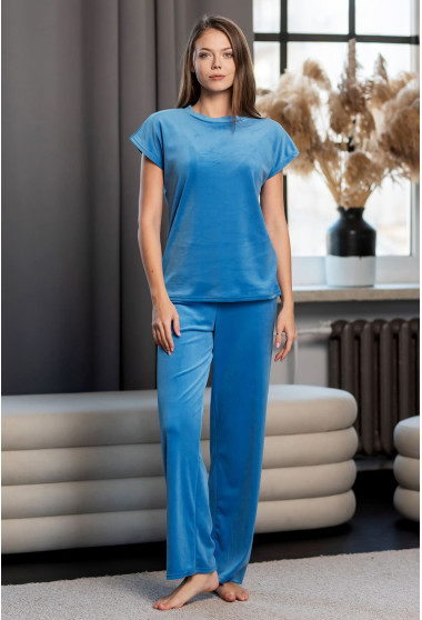Голубая велюровая пижама обри с брюками. Maritel. Изображенние 7