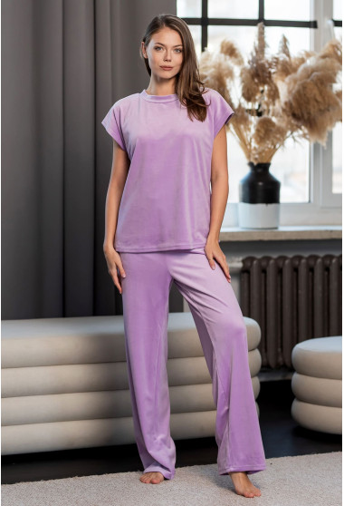 Лавандовая велюровая пижама обри с брюками. Maritel. Изображенние 9