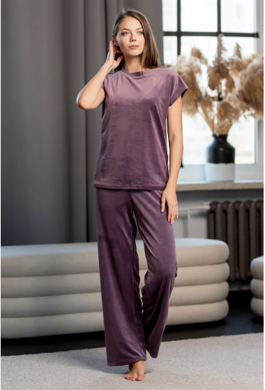 Лиловая велюровая пижама обри брюками. Maritel. Изображенние 5