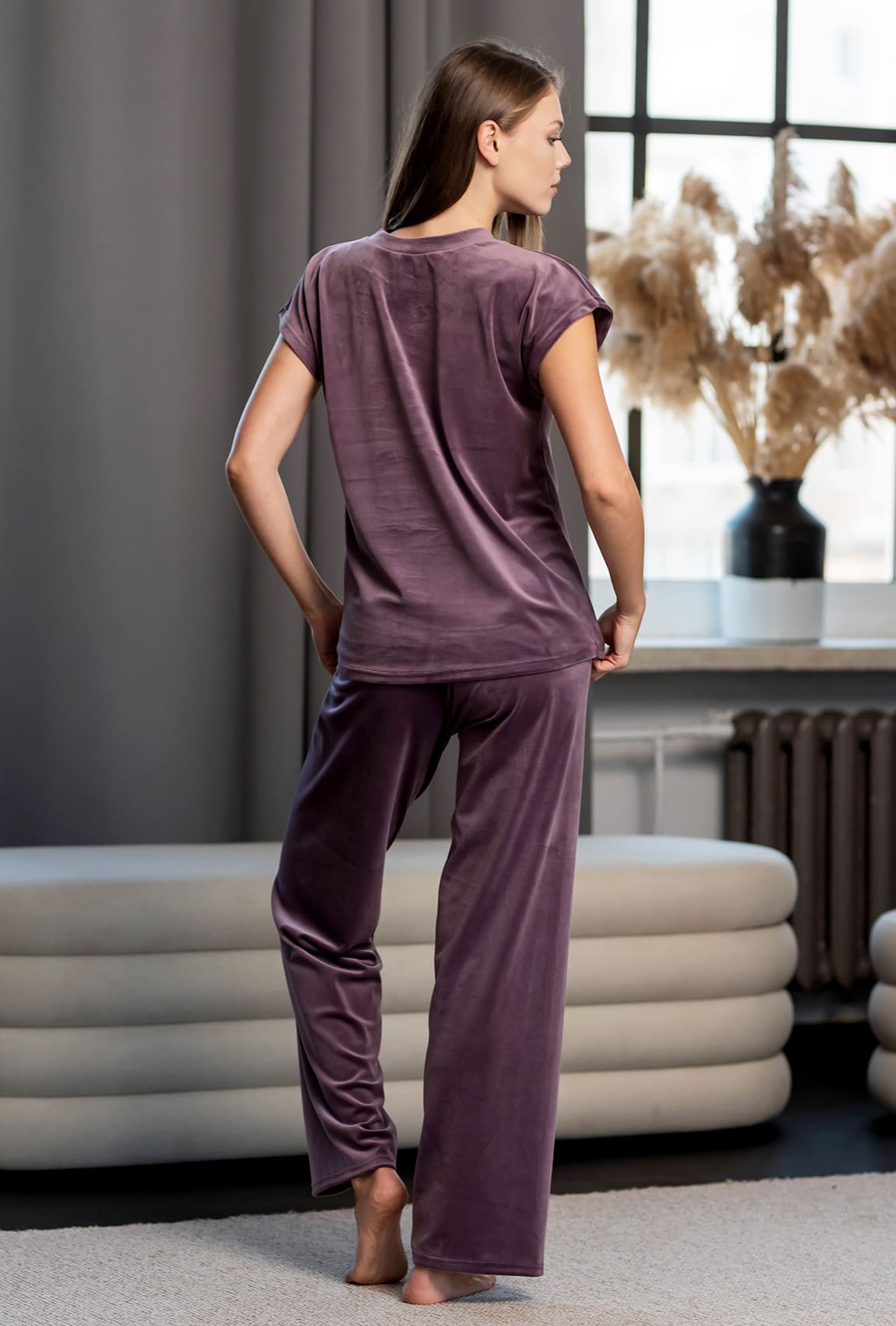 Лілова велюрова піжама обрі брюками  —  444621. Maritel. Зображення 2
