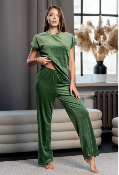 Велюровая пижама обри с брюками олива. Maritel. Изображенние 7