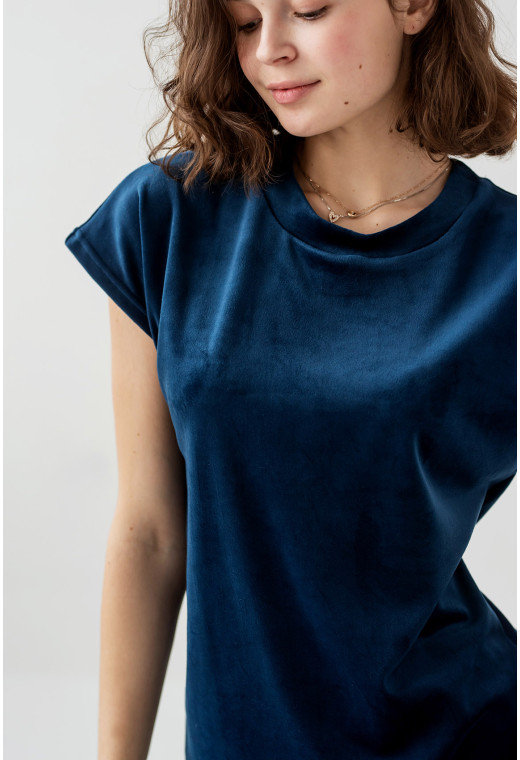 Синя велюрова піжама обрі з брюками —  170437. Maritel. Зображення 3 Синя велюрова піжама обрі з брюками —  170437. Maritel. Зображення 3