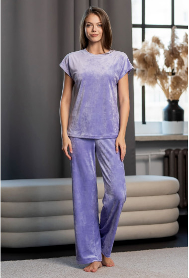 Велюровая пижама обри с брюками темная лаванда. Maritel. Изображенние 3