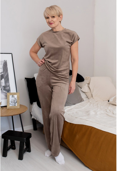 Велюрова піжама обрі з брюками капучино. Maritel. Зображення 4