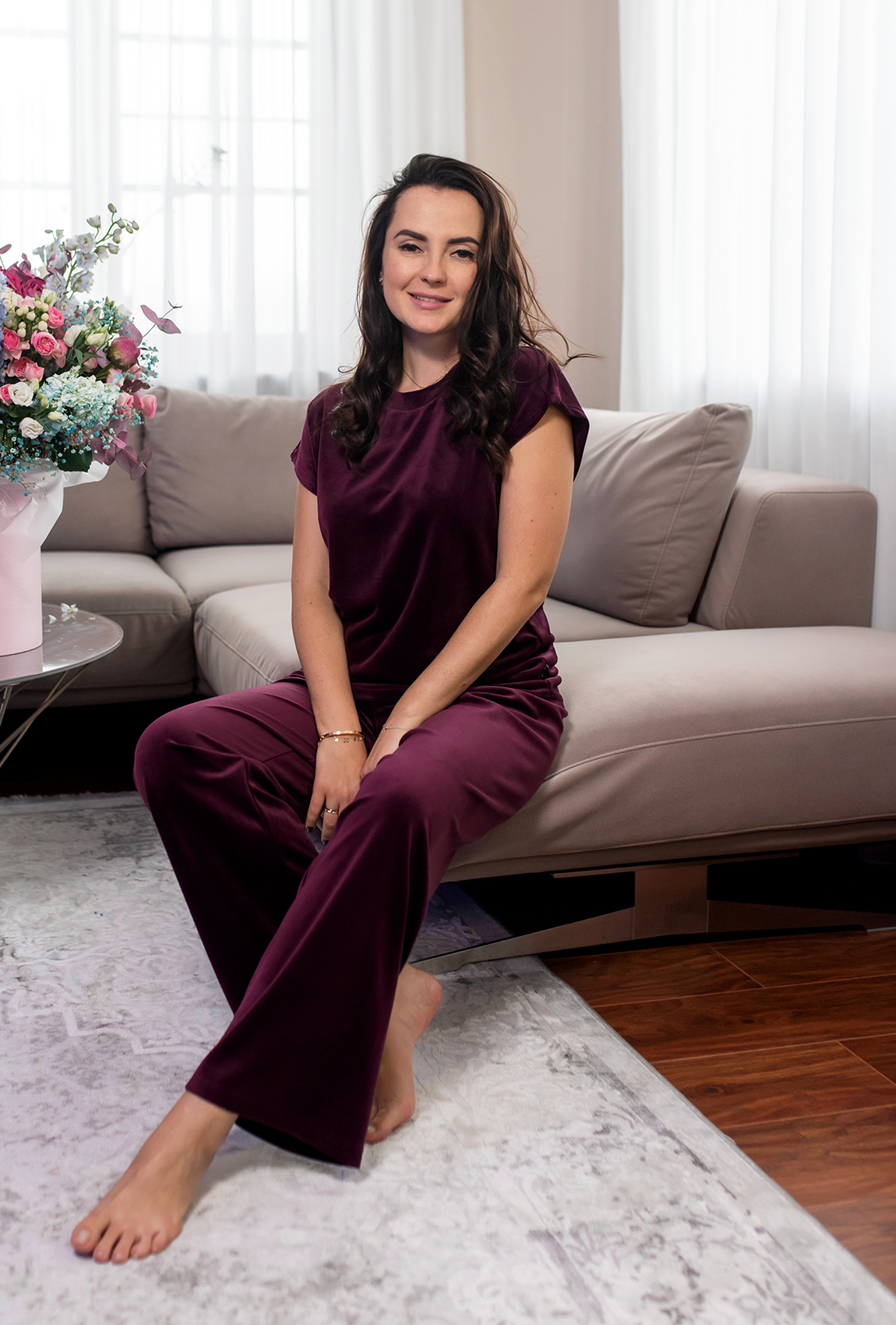 Инжирная велюровая пижама обри с брюками —  452131. Maritel. Изображенние 1