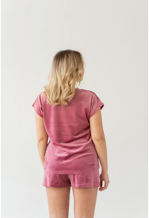 Розовая велюровая пижама обри с шортами — 469817. Maritel. Изображенние 2 Розовая велюровая пижама обри с шортами — 469817. Maritel. Изображенние 2