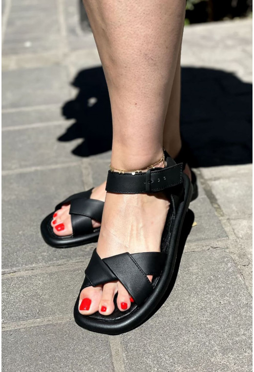 Черные кожаные босоножки с плетением — 374326. Maritel. Изображенние 1 Черные кожаные босоножки с плетением — 374326. Maritel. Изображенние 1