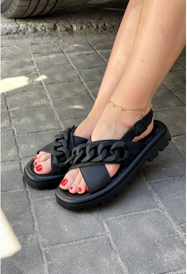 Чорні босоніжки з ланцюгами. Maritel. Зображення 5