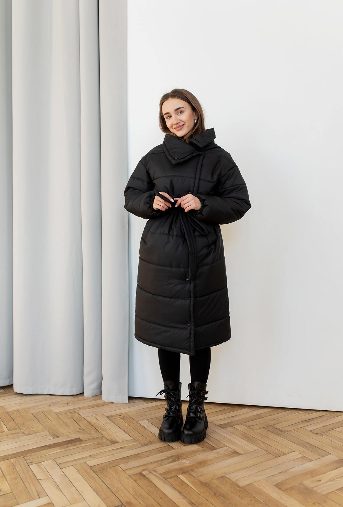 Черное дутое пальто — 900838. Maritel Черное дутое пальто — 900838. Maritel