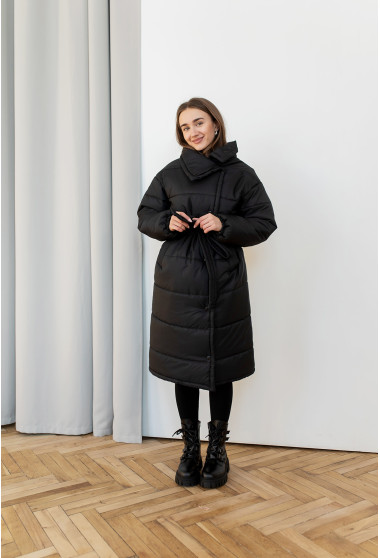 Чорне дуте пальто. Maritel. Зображення 4