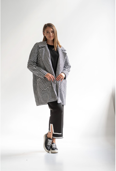 Чорно-біле осіннє пальто. Maritel. Зображення 12